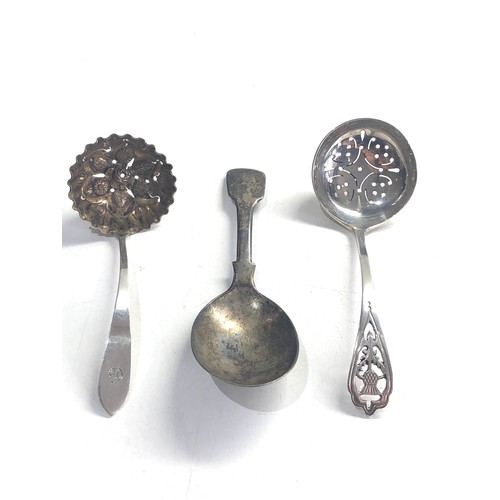 66 - 3 antique spoons includes georgian caddy spoon an 2 shifter spoons