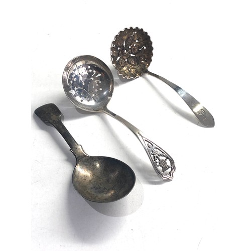 66 - 3 antique spoons includes georgian caddy spoon an 2 shifter spoons