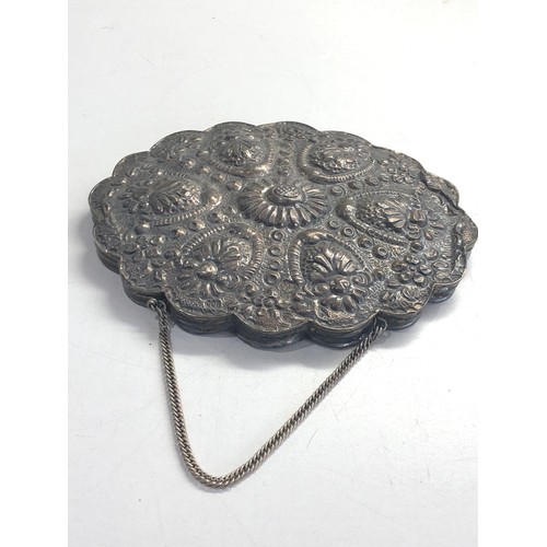 61 - Antique eastern silver mirror measures approx 16cm by 12.5cm