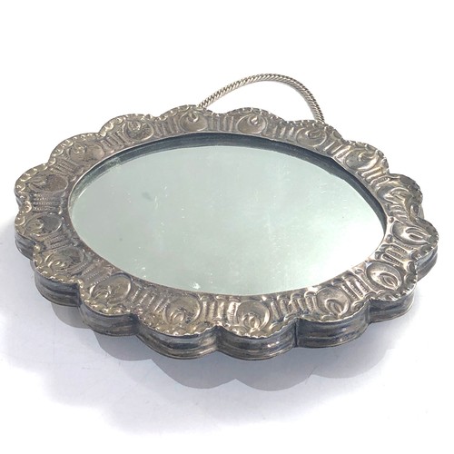 61 - Antique eastern silver mirror measures approx 16cm by 12.5cm