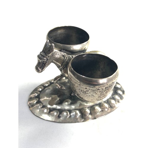 60 - Antique silver donkey salt xrt as 800 grade silver measures approx 7cm by 5cm height 5cm