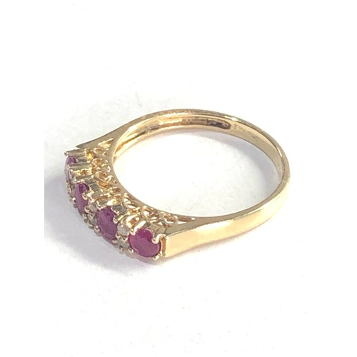 77 - 14ct gold diamond and ruby ring weight 2.4g