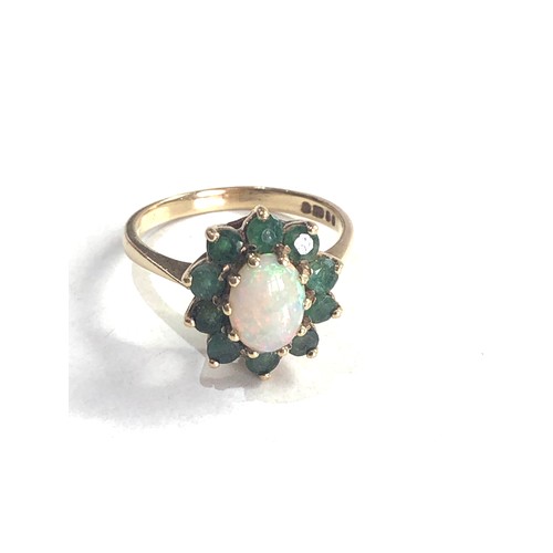 80 - Vintage 9ct gold emerald & opal ring 2.8g