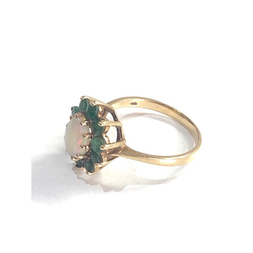 80 - Vintage 9ct gold emerald & opal ring 2.8g