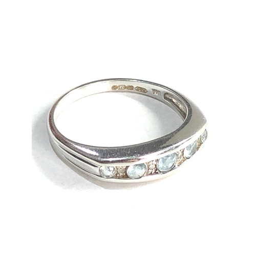 104 - 9ct white gold diamond & aqua ring 2.8g