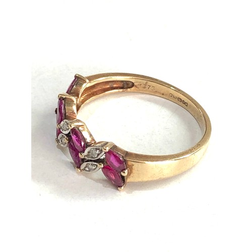 107 - 9ct gold diamond & ruby ring 2.4g