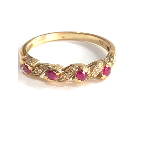 128 - 9ct gold ruby diamond ring 2.2g