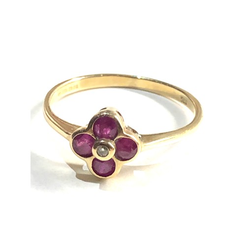 151 - 9ct gold ruby diamond ring 1.5g