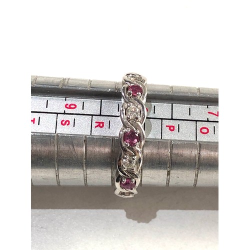 173 - 9ct white gold ruby & diamond ring 2.4g