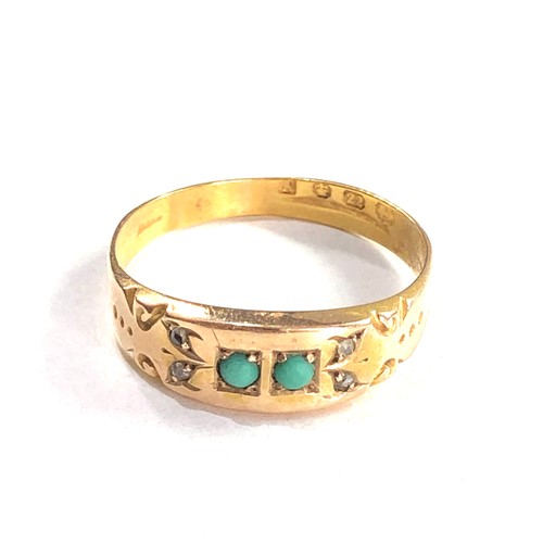 195 - 22ct victorian diamond & turquoise ring 2.4g