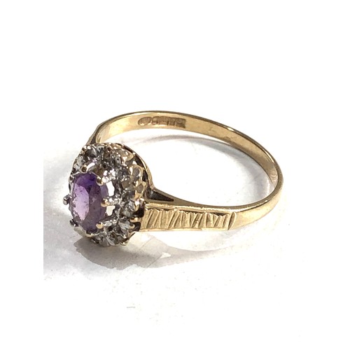 204 - 9ct gold diamond & amethyst ring 1.8g