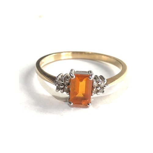 213 - 9ct gold citrine & diamond ring 1.7g