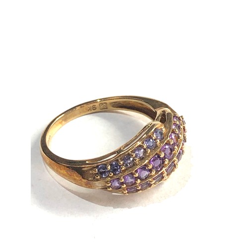 215 - 9ct gold amethyst & tanzanite ring 2.8g