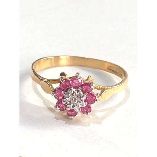 220 - 9ct gold ruby & diamond ring 1.5g