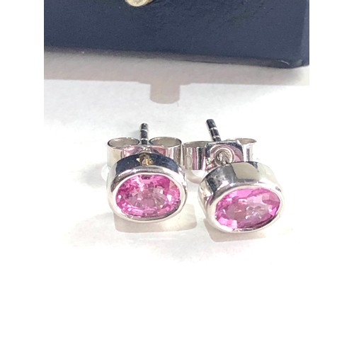 235 - 18ct white gold pink sapphire earrings 2.3g