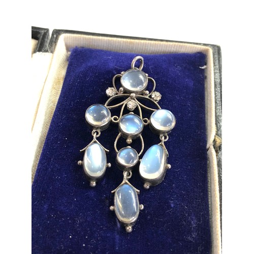 239 - Fine Vintage Moonstone pendant measures approx 5.5cm drop by 2.6cm wide largest round moonstone meas... 