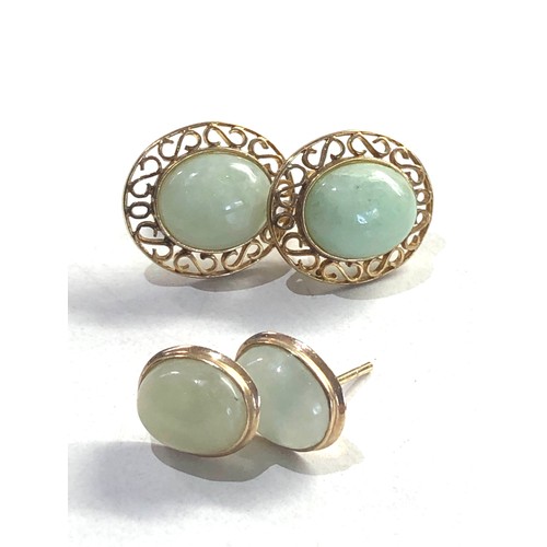 245 - 2 x 9ct gold jade earrings 6.6g