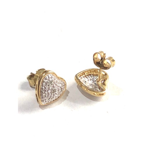 267 - 9ct gold diamond heart earrings 1.5g