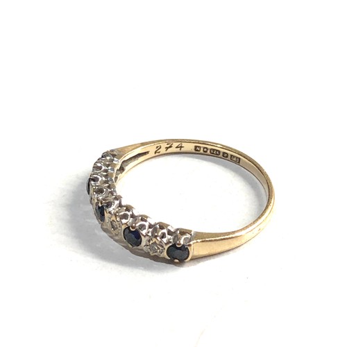 276 - 9ct gold diamond & sapphire ring 1.2g