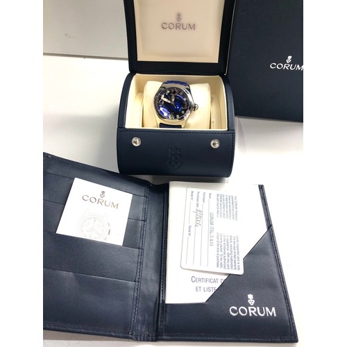 80 - Gents Corum bubble wristwatch inner / outer boxes guarantee card dated 2/2004 watch in working order... 