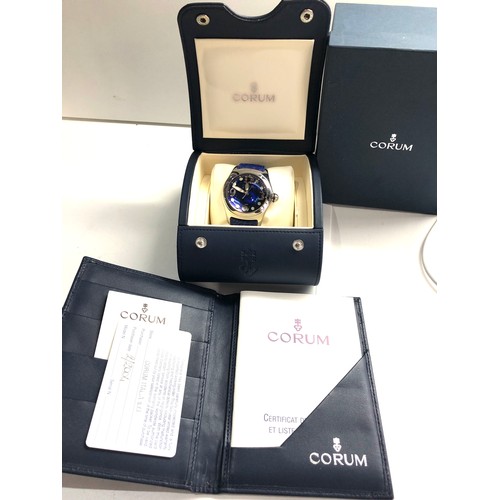 80 - Gents Corum bubble wristwatch inner / outer boxes guarantee card dated 2/2004 watch in working order... 