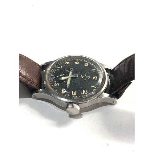 84 - Military Omega dirty dozen wristwatch in working order need minute hand attaching but no warranty gi... 