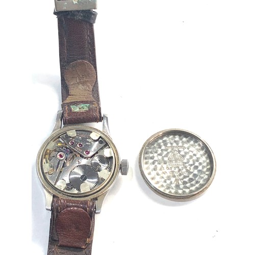 84 - Military Omega dirty dozen wristwatch in working order need minute hand attaching but no warranty gi... 