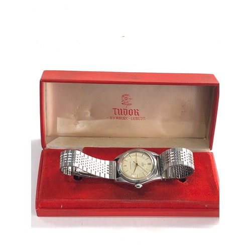 88 - Vintage boxed Rolex tudor oyster 7904 engraved name on back watch not ticking