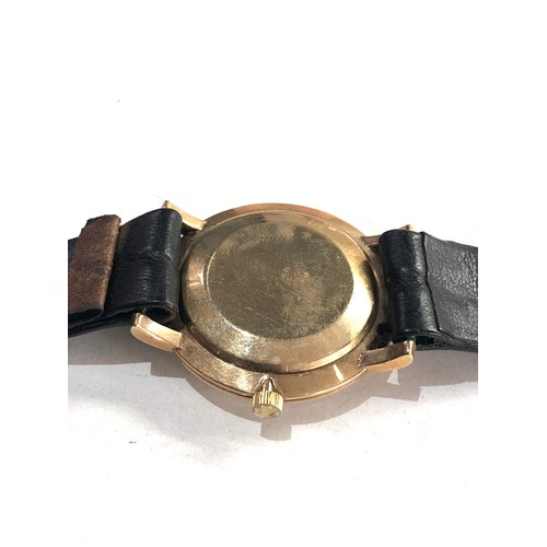 91 - 9ct gold gents omega wristwatch cal 520 manual wind working order case measures approx 33.5mm dia om... 