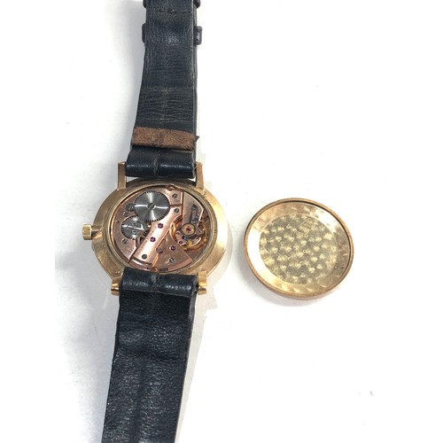 91 - 9ct gold gents omega wristwatch cal 520 manual wind working order case measures approx 33.5mm dia om... 