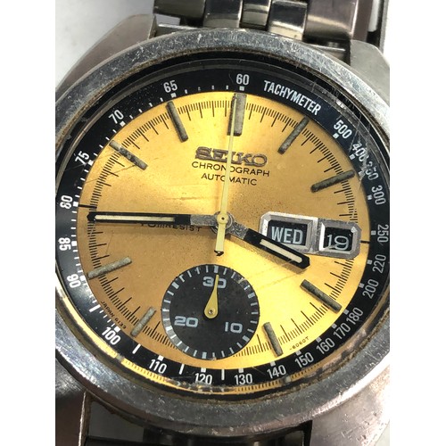 94 - Gents seiko 6139-6012-8110 chronograph automatic wristwatch the watch will tick for a few seconds bu... 