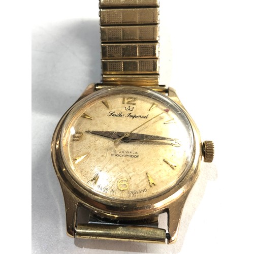 95 - 1960s Gents 9ct gold Smiths imperial 19 jewel presentation wristwatch in working order but no warran... 