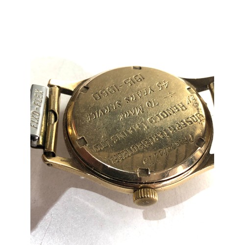 95 - 1960s Gents 9ct gold Smiths imperial 19 jewel presentation wristwatch in working order but no warran... 