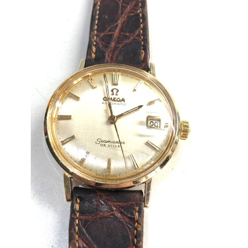 106 - Vintage 14ct gold gents omega seamaster de ville automatic working order sealed case xrt as 14ct gol... 