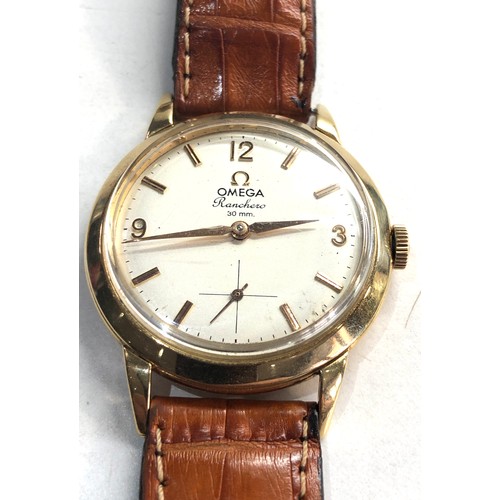 107 - Rare Vintage 1958 Omega Ranchero 30 mm 18ct gold case model No 2990/1 omega cal 267 manual wind move... 