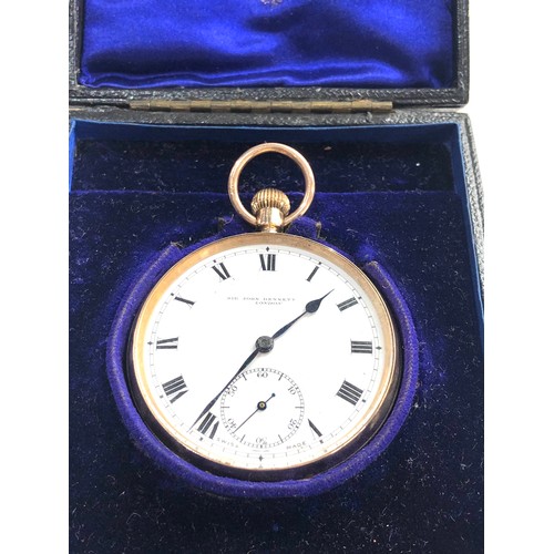 30 - Antique Sir John Bennett 9ct gold open face pocket watch original box signed sir john bennett London... 