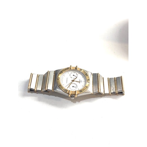 114 - Omega constellation Manhattan gents 18ct gold & steel had omega service and parts replaced in omega ... 