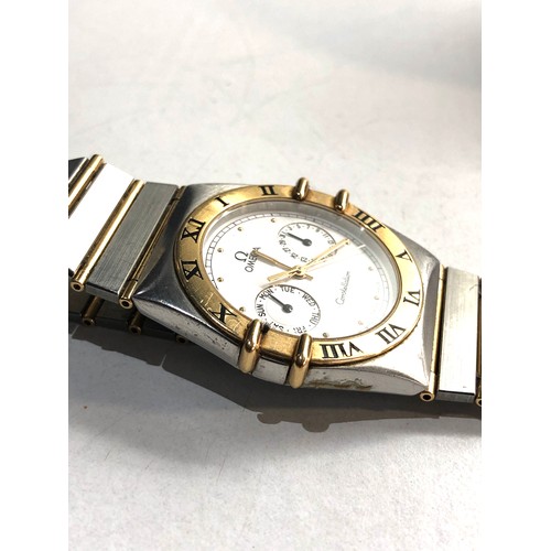 114 - Omega constellation Manhattan gents 18ct gold & steel had omega service and parts replaced in omega ... 