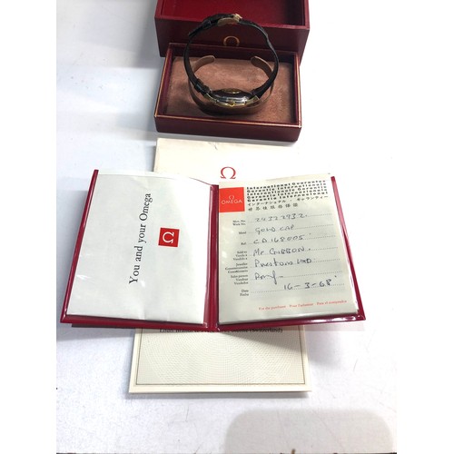 115 - Rare Omega Constellation chronometer automatic 1968 original box and papers gold capped certificate ... 