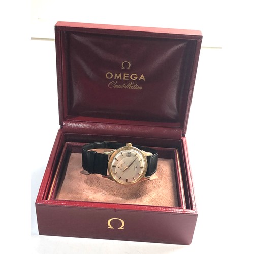 115 - Rare Omega Constellation chronometer automatic 1968 original box and papers gold capped certificate ... 