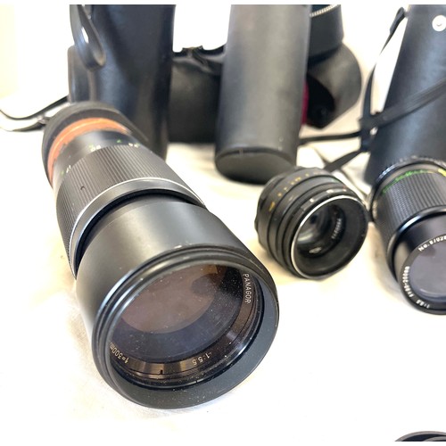 60 - Selection of camera lenses Tamron auto zoom 1:45 f=85 210mm no 314957, Chinon No 78800, Ozeck No 870... 