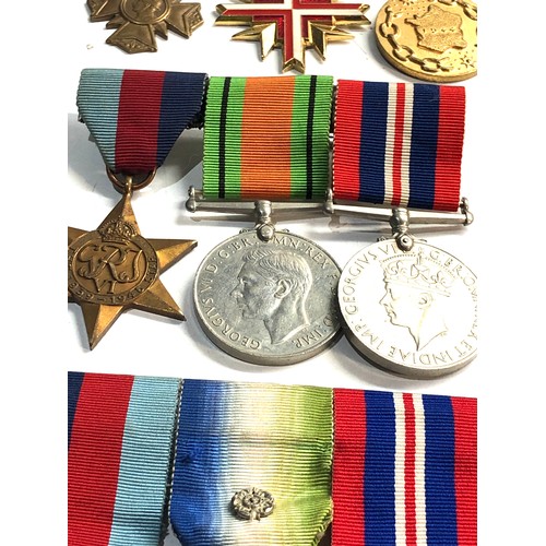 579 - 3 mounted medal groups inc ww2 atlantic star , french medals etc