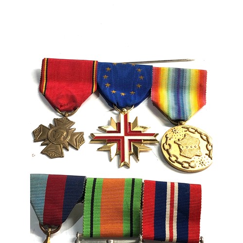 579 - 3 mounted medal groups inc ww2 atlantic star , french medals etc