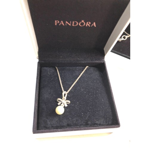 542 - 4 boxed silver pandora necklaces