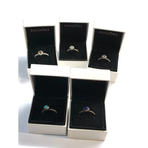 541 - 5 silver pandora rings boxed