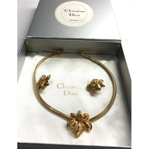 565 - Vintage Christian Dior Gold Tone & Crystal  necklace & earrings Set original box