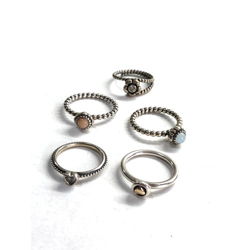 523 - 5 silver pandora rings