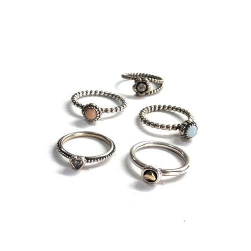 523 - 5 silver pandora rings