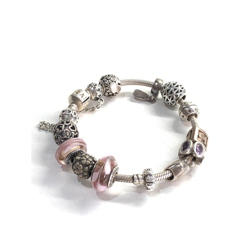 540 - pandora silver charm bracelet and charms