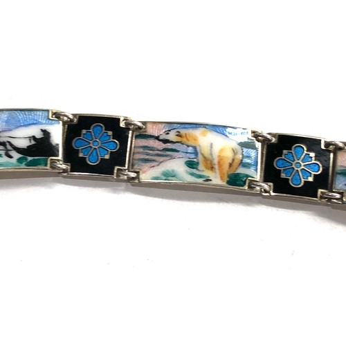 550 - Aksel Holmsen Norway silver & enamel bracelet measures approx 12mm wide by 19cm long